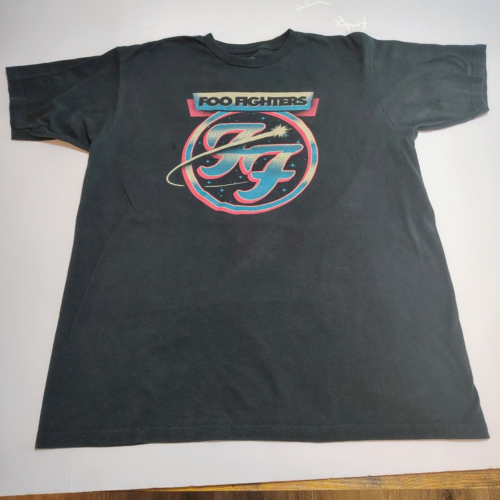 Foo Fighters Mens Black Graphic T-Shirt Logo Band Tee Large 2024 RN 90355